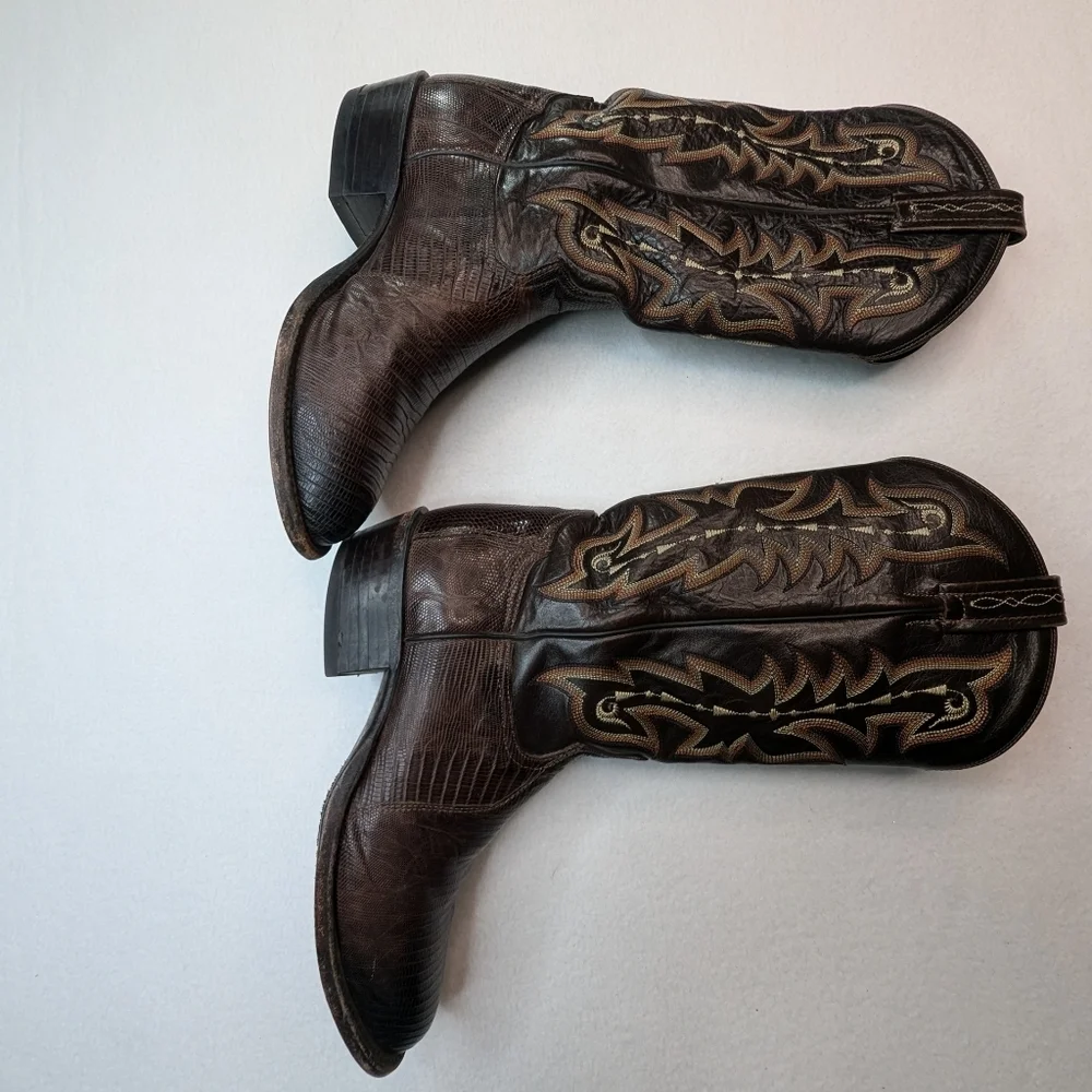 Tony Lama CZ813 Men's Exotic Collection Western Boot with Chocolate Teju Lizard - Picture 13 of 16